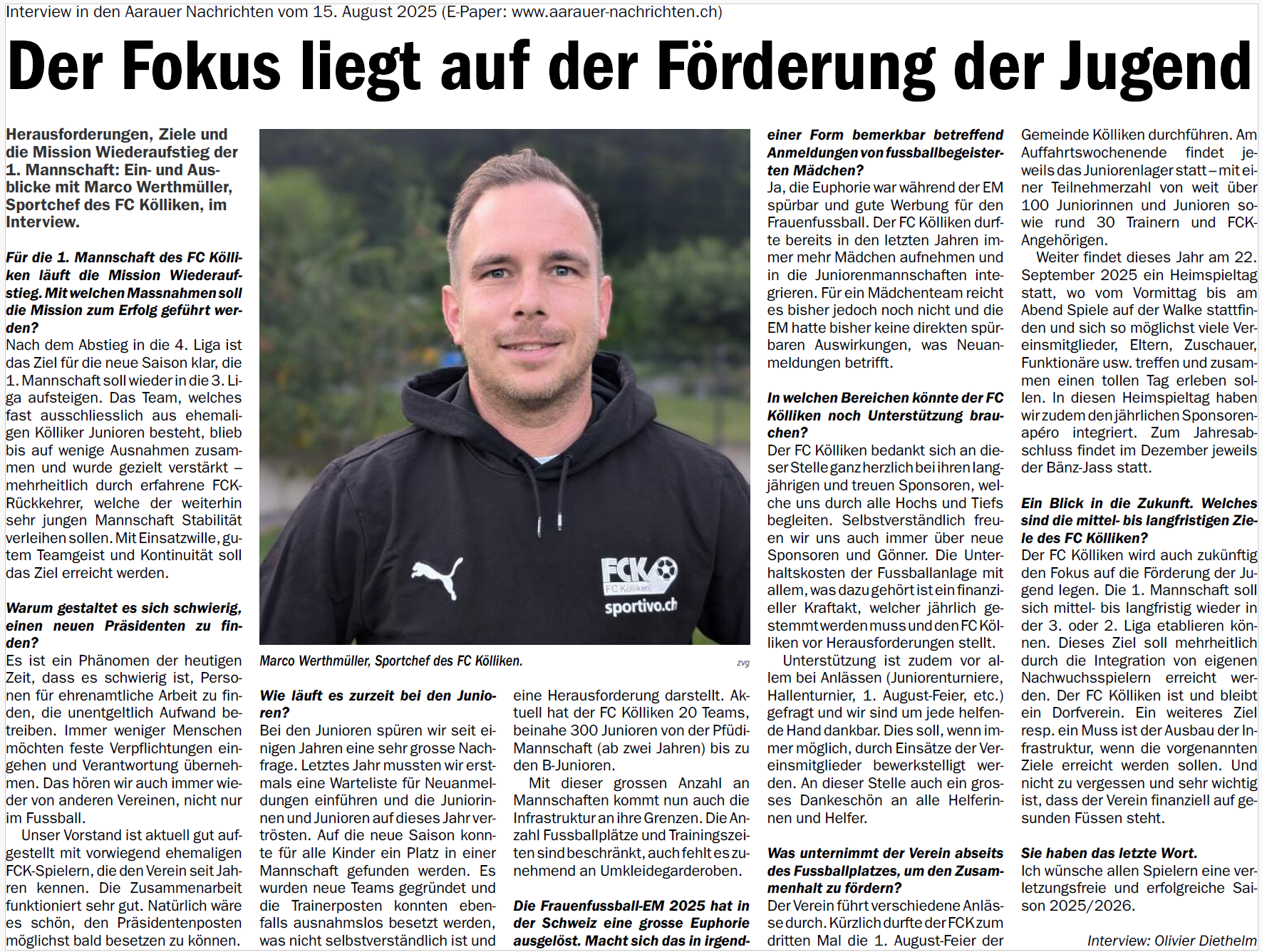 Interview in den Aarauer Nachrichten